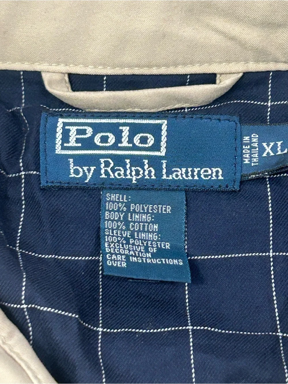 Polo‎ Ralph Lauren Vintage Men’s Tan Bi-Swing Bomber Jacket XL Plaid Liner Blue